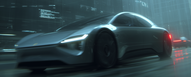 Car driving on street blurred